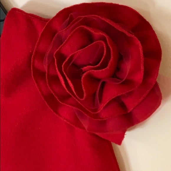 Girl’s Red Rosette Sleeve Dress - Picture 4 of 7